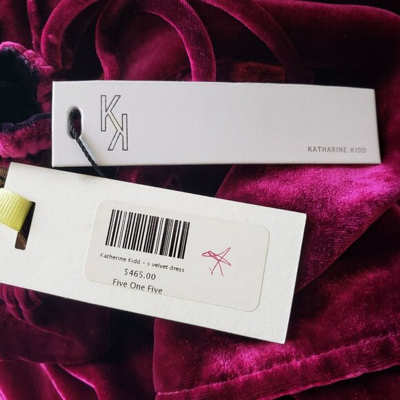 Katharine Kidd Burgundy Red Velvet Sleeveless Halter Midi Holiday Party Dress - Picture 7 of 16